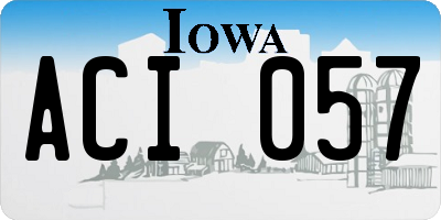 IA license plate ACI057