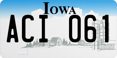 IA license plate ACI061