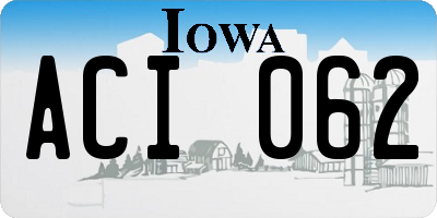 IA license plate ACI062