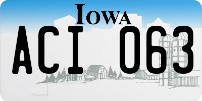 IA license plate ACI063