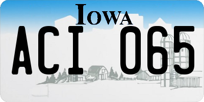 IA license plate ACI065