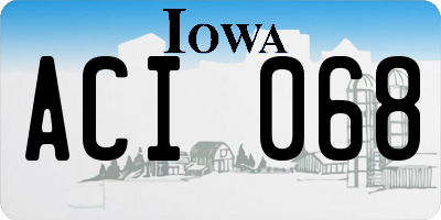IA license plate ACI068