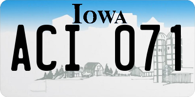 IA license plate ACI071