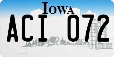 IA license plate ACI072