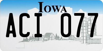 IA license plate ACI077