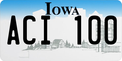 IA license plate ACI100