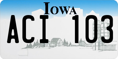 IA license plate ACI103
