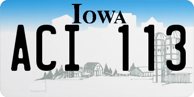 IA license plate ACI113
