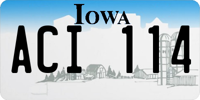 IA license plate ACI114