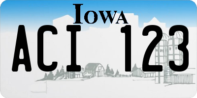 IA license plate ACI123