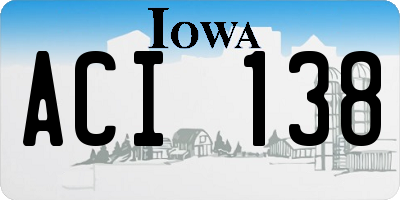 IA license plate ACI138