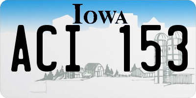 IA license plate ACI153