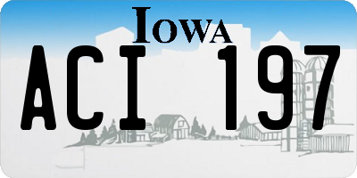 IA license plate ACI197