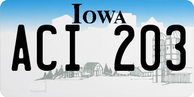 IA license plate ACI203