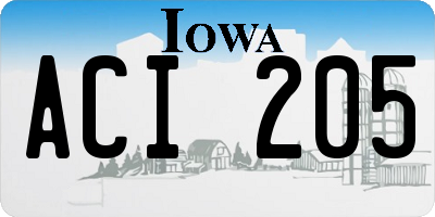 IA license plate ACI205