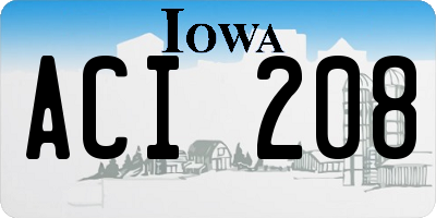 IA license plate ACI208