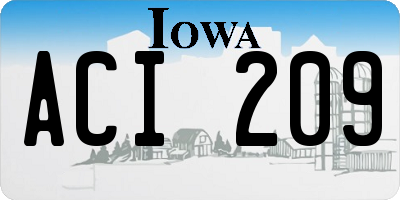 IA license plate ACI209
