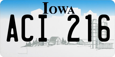 IA license plate ACI216