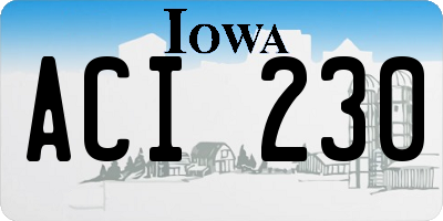 IA license plate ACI230