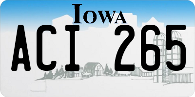 IA license plate ACI265