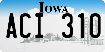 IA license plate ACI310