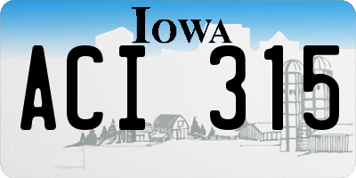 IA license plate ACI315