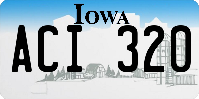 IA license plate ACI320
