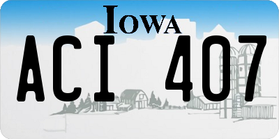IA license plate ACI407