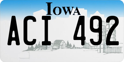 IA license plate ACI492