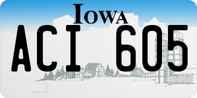 IA license plate ACI605