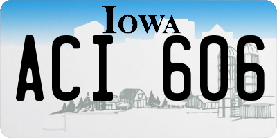 IA license plate ACI606