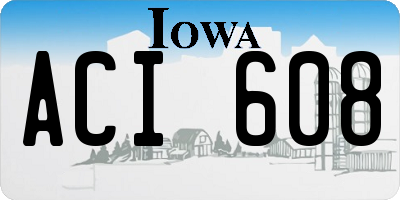 IA license plate ACI608
