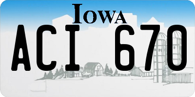 IA license plate ACI670