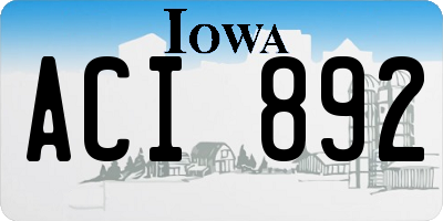 IA license plate ACI892