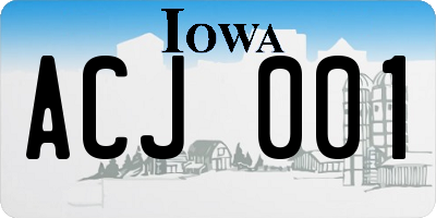 IA license plate ACJ001
