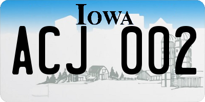 IA license plate ACJ002