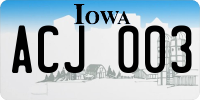 IA license plate ACJ003