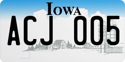 IA license plate ACJ005