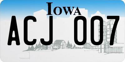 IA license plate ACJ007
