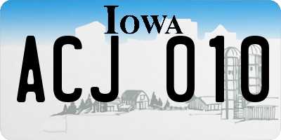 IA license plate ACJ010