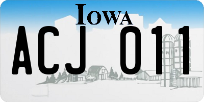 IA license plate ACJ011