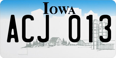IA license plate ACJ013