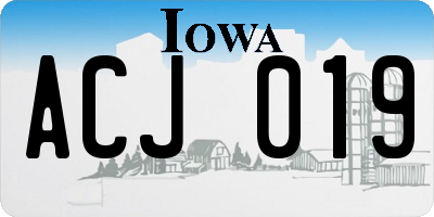 IA license plate ACJ019