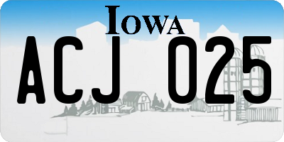 IA license plate ACJ025