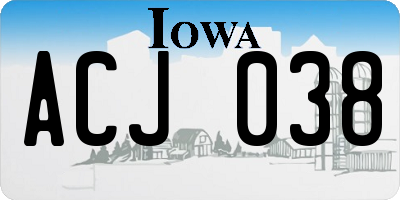 IA license plate ACJ038