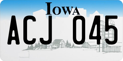 IA license plate ACJ045