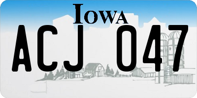 IA license plate ACJ047