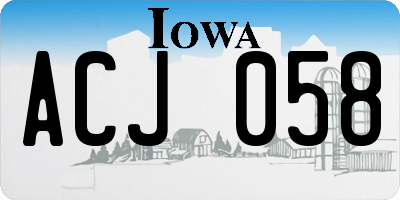IA license plate ACJ058