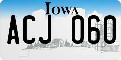 IA license plate ACJ060