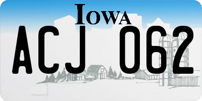 IA license plate ACJ062